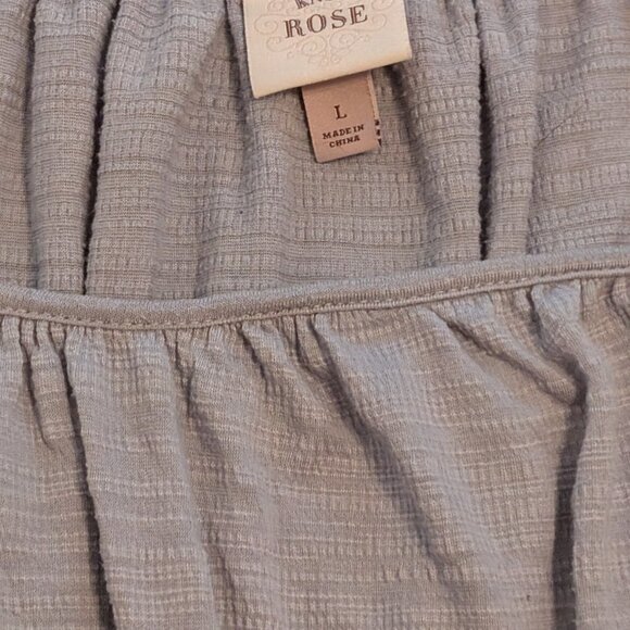 Elegant Large Blue Peplum Blouse with Square Neckline | Stretch Waist - Picture 3 of 3